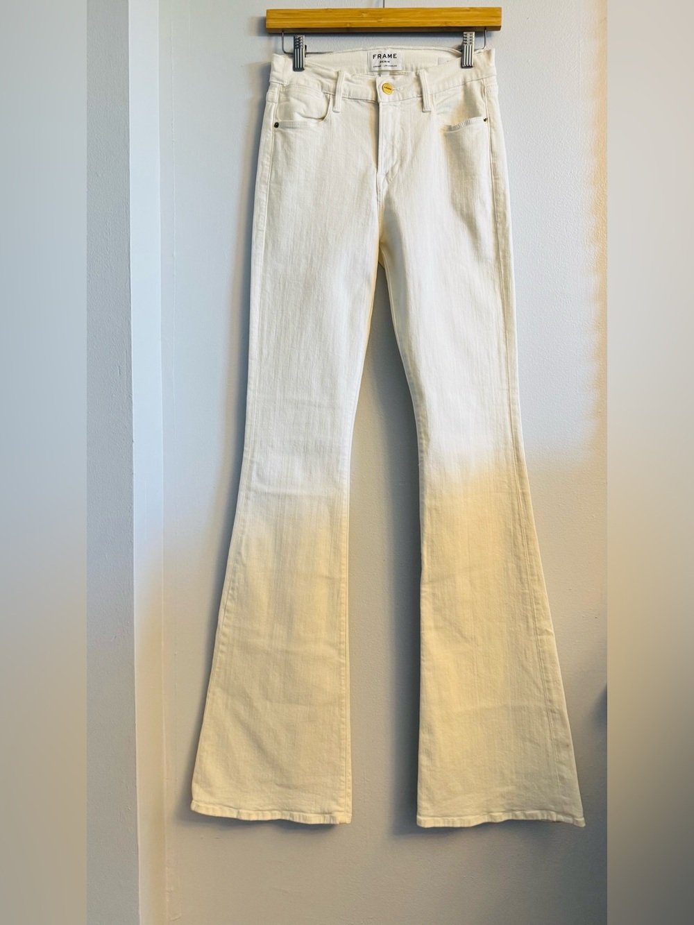 Frame Denim Le High Flare Jeans Blanc White High Rise Flared Size 27